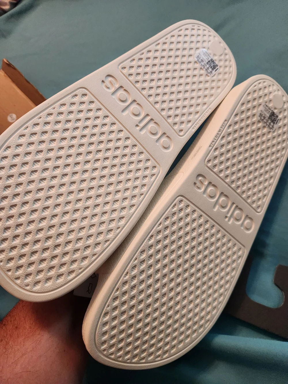 Adidas Adilette Aqua Slide Sandals in Cream